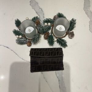 Fendi Black and Brown Logo Wallet